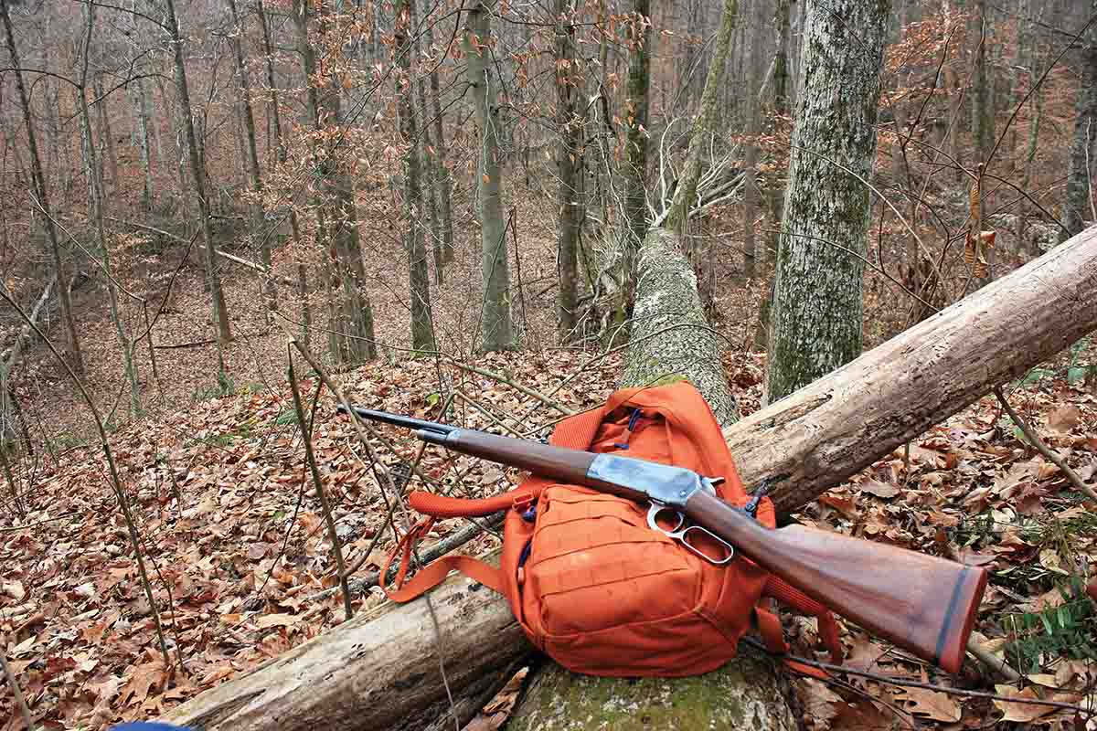 Much of the land owned by Harvey and his wife in Kentucky is heavily timbered. It is a perfect area for close-range hunting with black powder .45-70 loads.